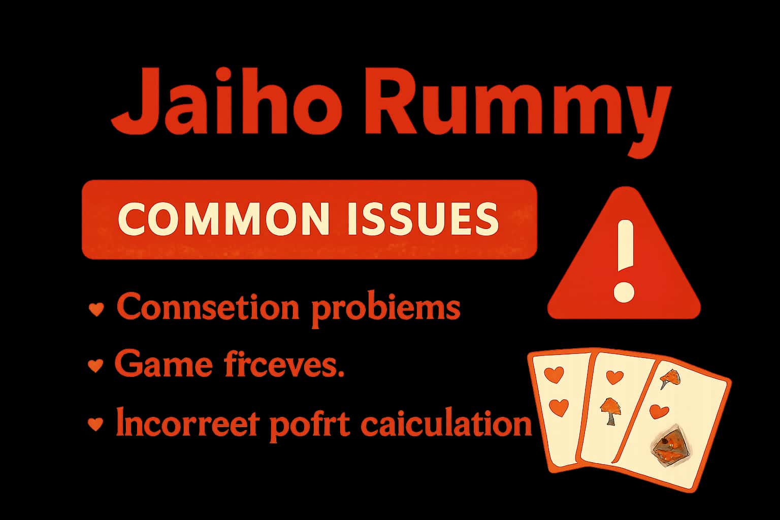 An informational scene showcasing common issues related to Jaiho Rummy.
