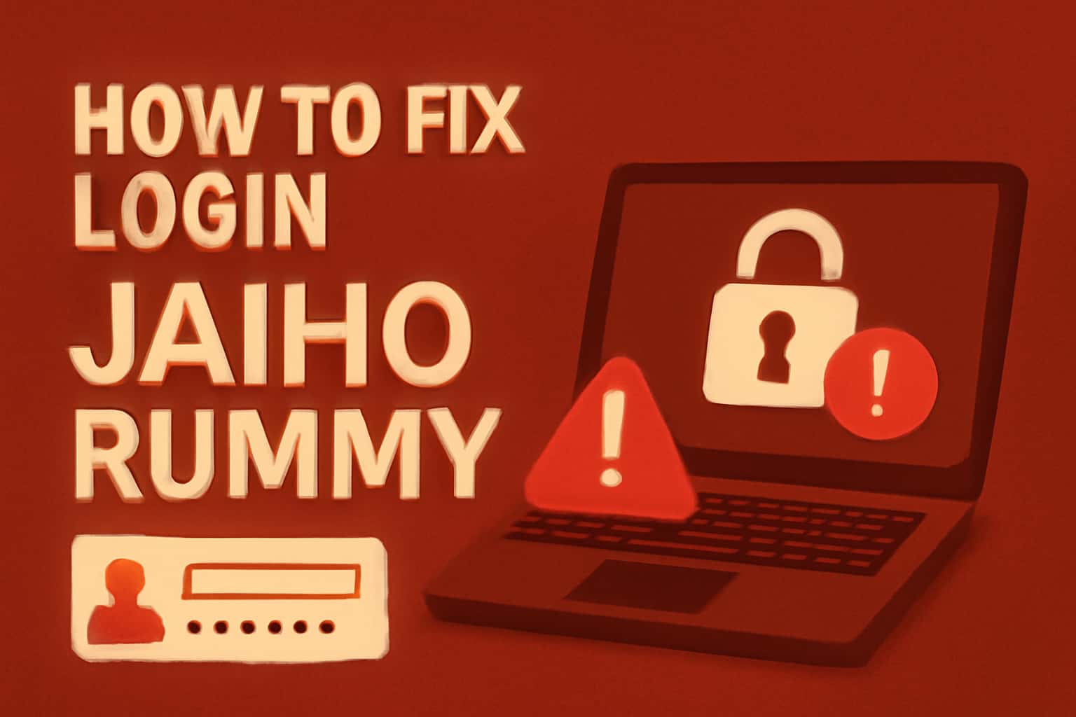 An educational image illustrating login troubleshooting for Jaiho Rummy.