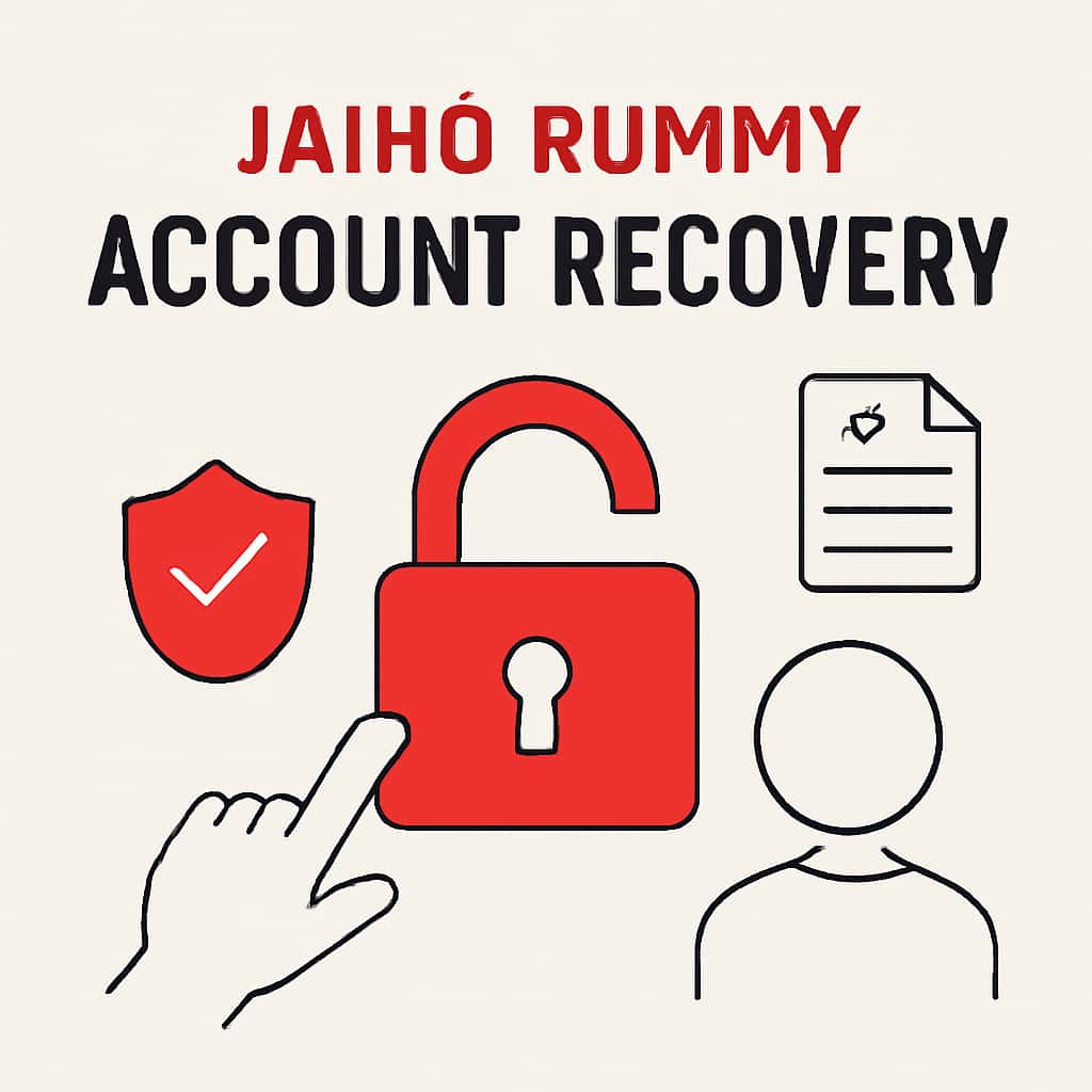 An educational diagram illustrating the account recovery process for Jaiho Rummy.