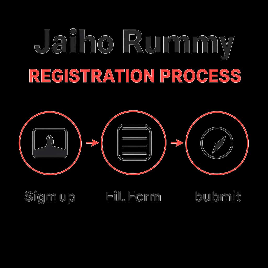 An educational diagram outlining the steps for registering on Jaiho Rummy.