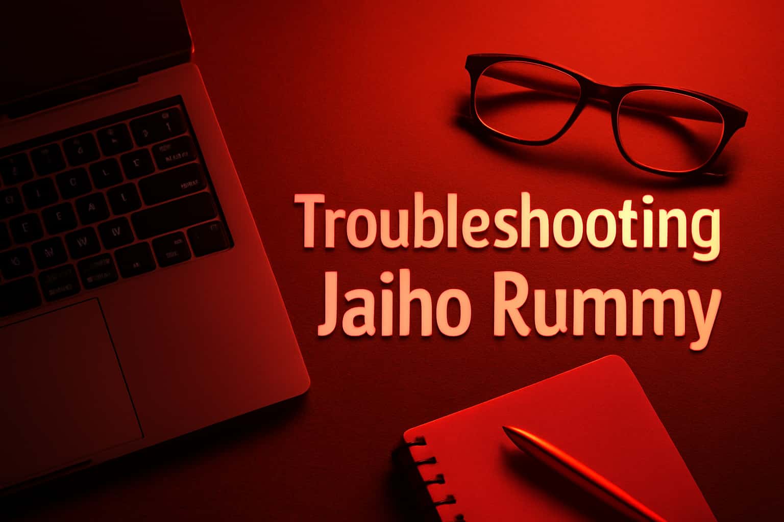 A futuristic depiction of troubleshooting scenarios for the Jaiho Rummy app.